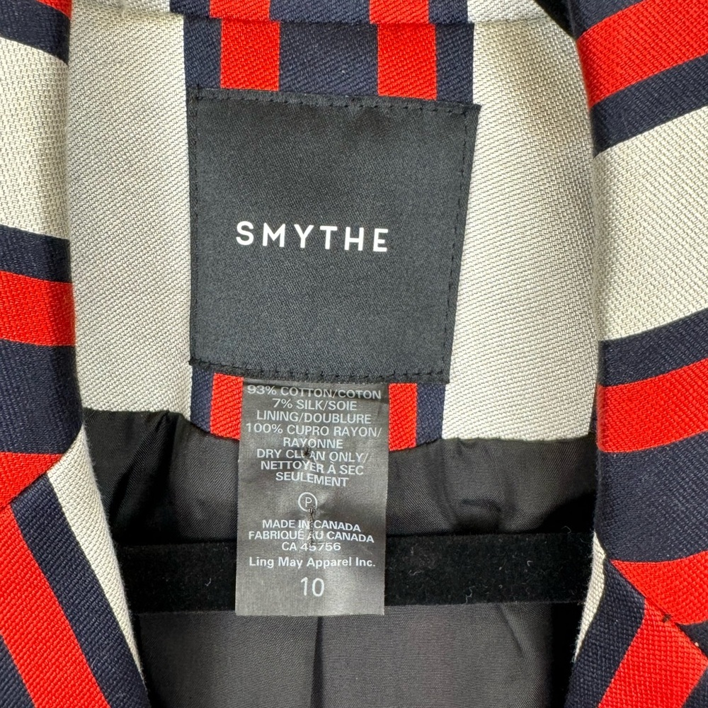 Smythe Red White and Blue Striped Blazer Size 10 - Picture 4 of 6